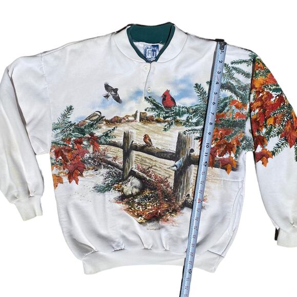Art Unlimited Fall to Frost Wildlife Scene Double-sided Sweatshirt Sz M - Picture 4 of 12